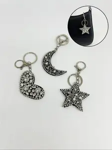 Handmade Rhinestone Bag Charm, Purse Charms, Five-Pointed Star Design, Velvet Material, Sparkling Diamond Accessory for Handbags & Purses