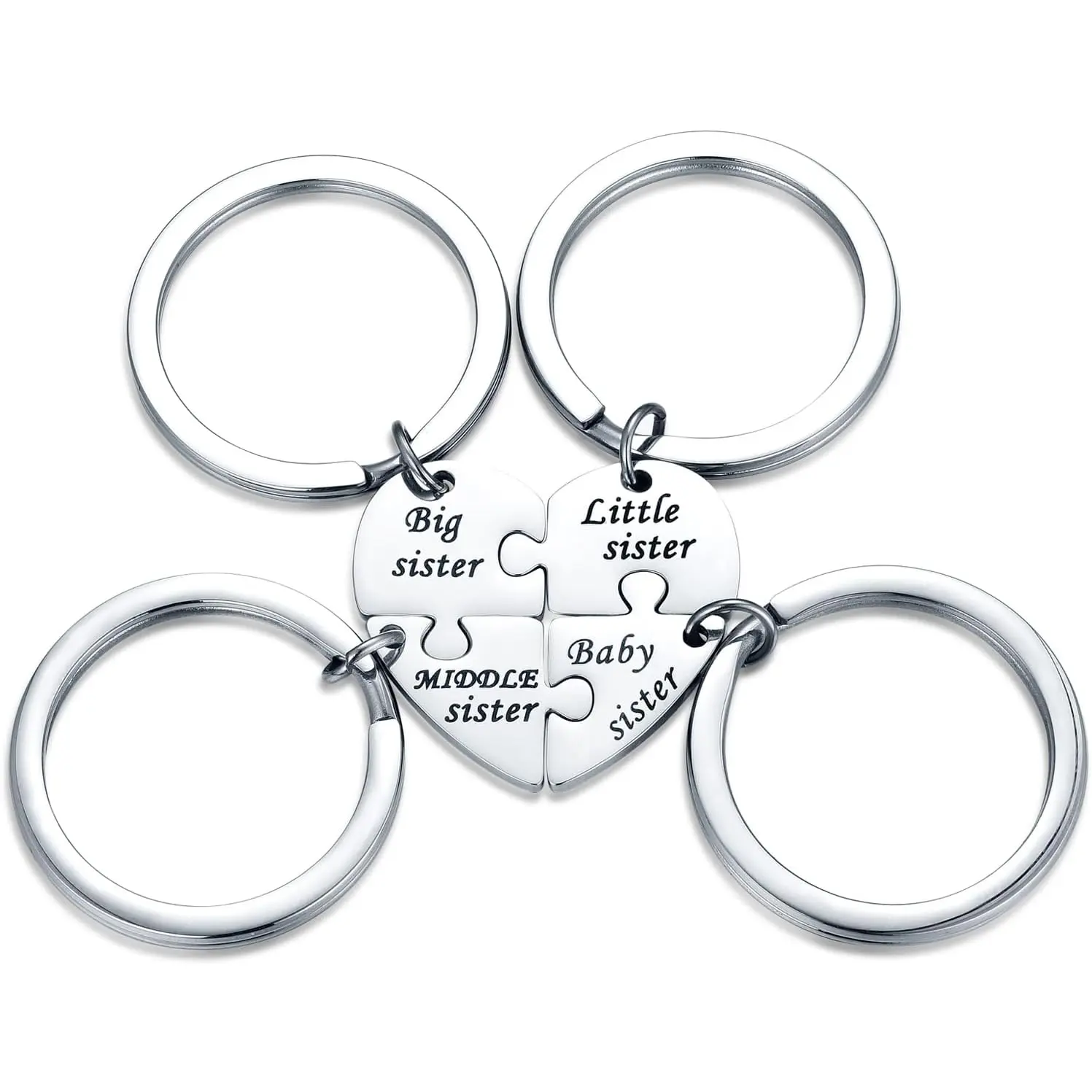 BFF Necklace for 3/4/5/6 Stainless Steel Family Friendship Puzzle Sister Keychain Set