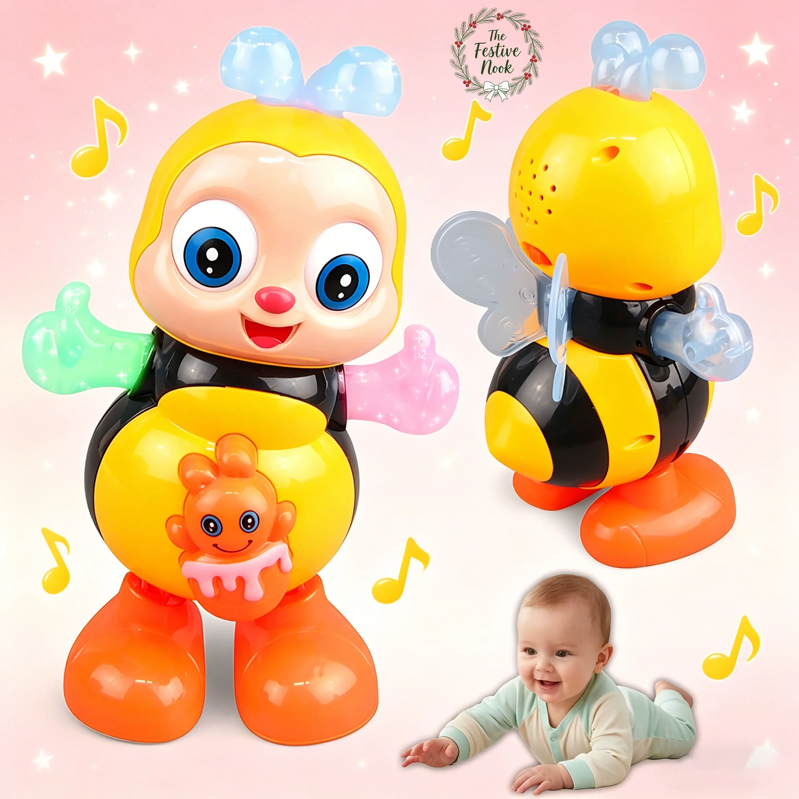 Dancing Bee Toy with Music & LED Lights | Interactive Walking Sensory Toy for Toddlers