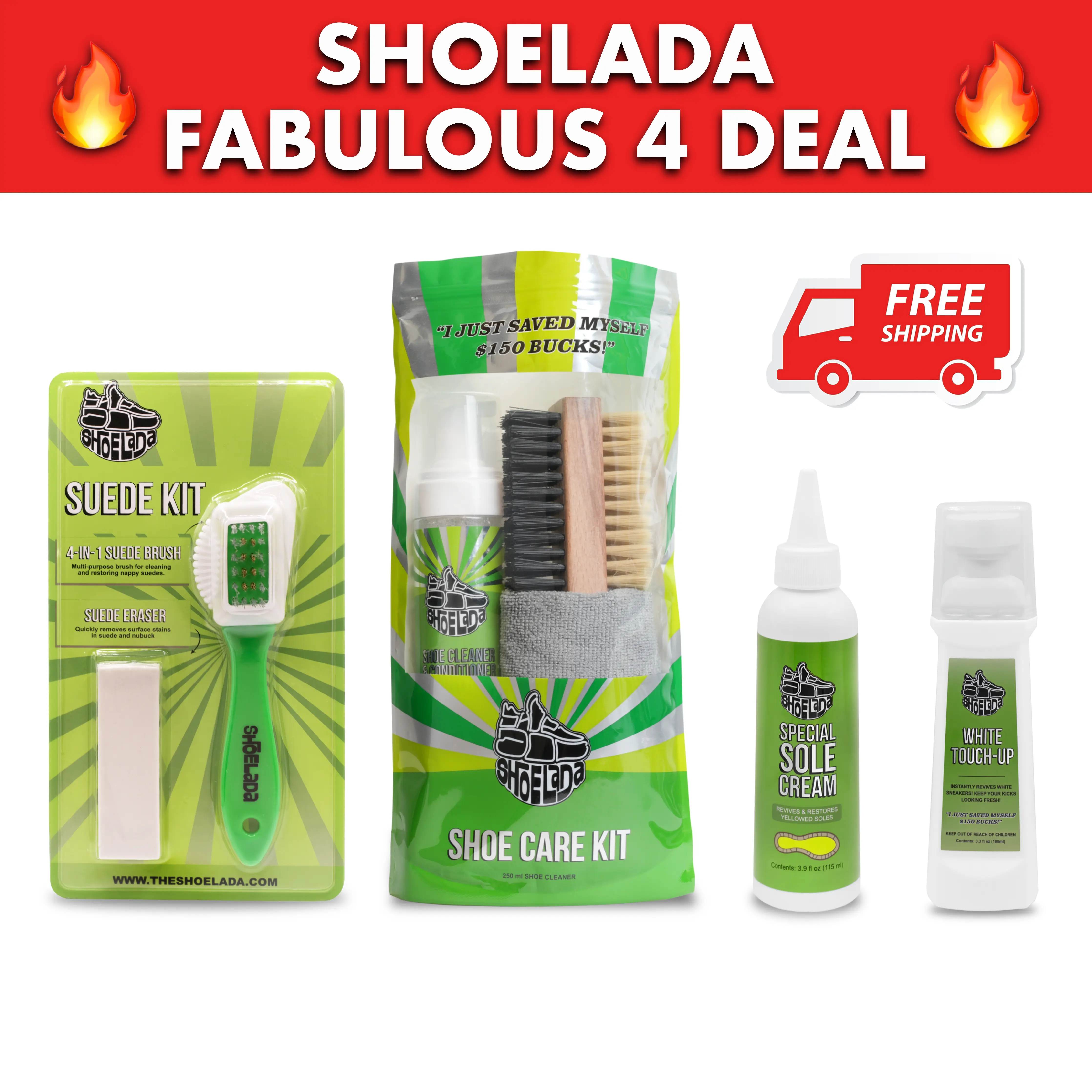Shoelada Fabulous Four Bundle- Shoe Care & Sole Cleaning Kit