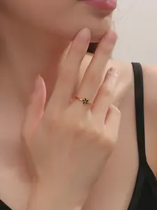 Daisy Ring for Women, Ultra Slim Stylish Titanium Steel with 18k, Fine Simple Design for Fashion Lovers