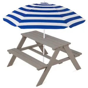 Best Choice Products Kids Wooden Picnic Table, Outdoor Activity Table w/ Adjustable Umbrella, Seats Best Choice Products Kids Wooden Picnic Table, Outdoor Activity Table w/ Adjustable Umbrella, Seats