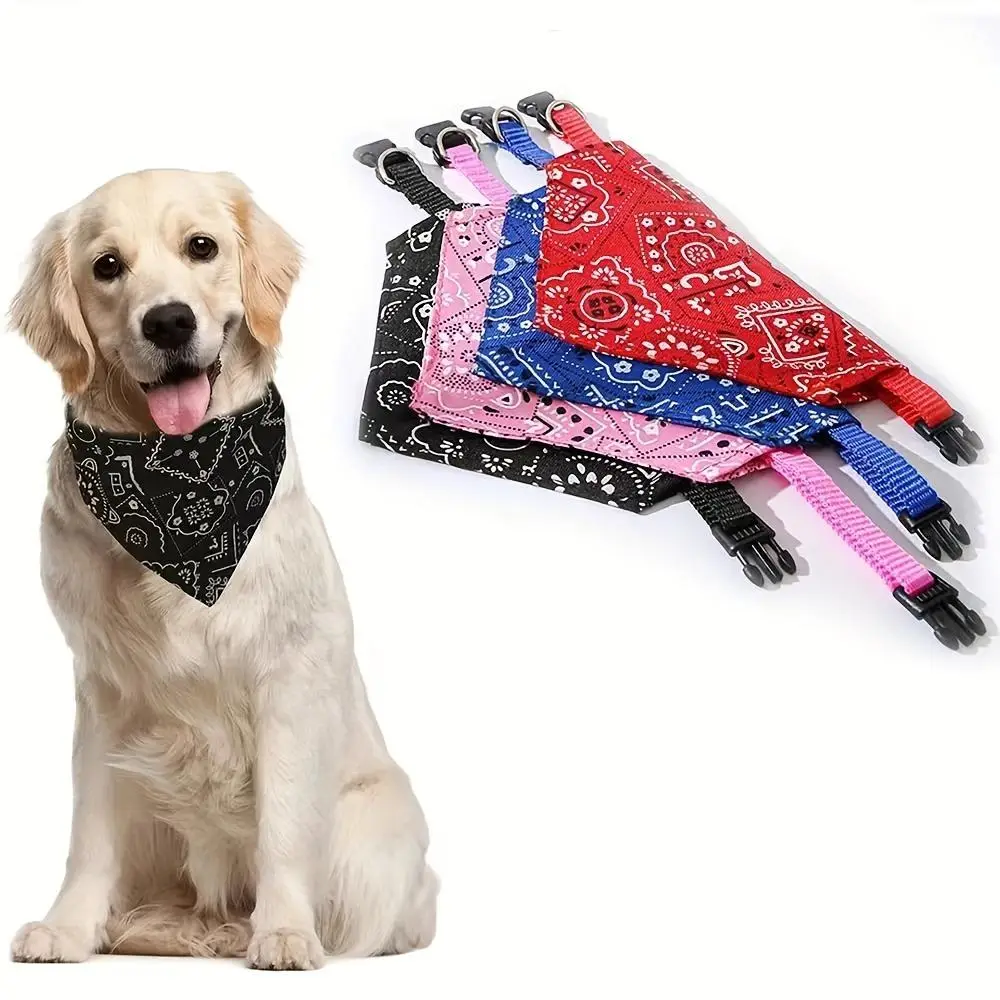 Adjustable Double Sided Dog Bandana, 1 Count Fashionable Paw Print Pet Scarf, Pet Neck Accessories for Small Medium Large Dogs