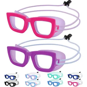 Kids Swim Goggles, 2 Pack Toddlers Swimming Goggles Bungee Strap No Hair Pulling Anti-Fog/UV Pool Goggles for Age 3-10