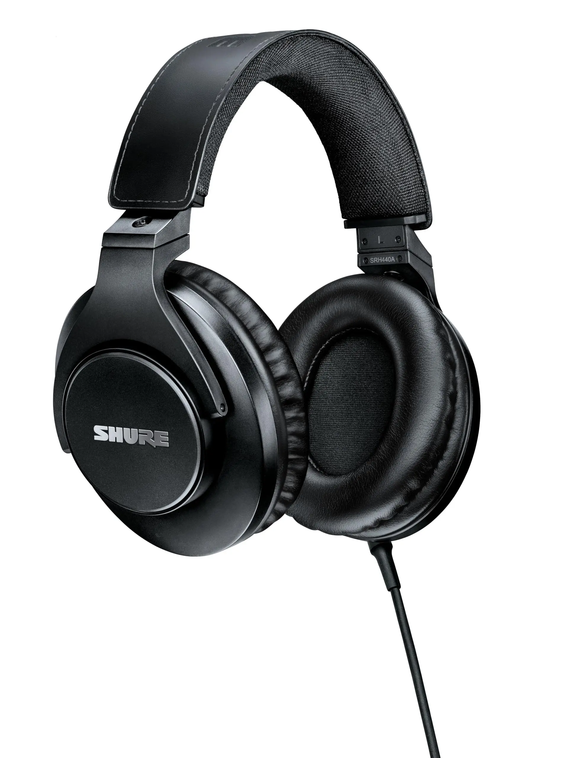 Shure SRH440A Over-Ear Wired Headphones (2022 Version) - Professional Studio Monitoring, Noise-Reducing Recording Audio, Detachable Straight Durable Cable, Enhanced Frequency Response, Foldable Construction, Adjustable Fit, Universal Device Compatibility