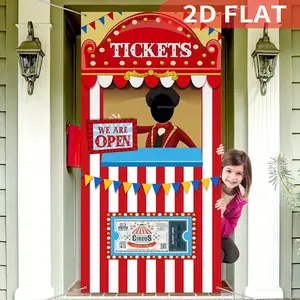 1pc 2D FLAT Carnival Circus Theme, Festive Backdrops & Banners, Party Party photo booth props, Home Decorations, Halloween Carnival Photo Door Banner Ticket Booth Backdrop Props, for Halloween Decorations Carnival Game Party Supplies, Yard Sign Banner