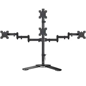 Suptek Quad LED LCD Monitor Stand up Free-Standing Desk Stand Extra Tall 31.5" Pole Heavy Duty Fully Adjustable Mount for 4 (3+1) / Four Screens up to 27 inch ML6864