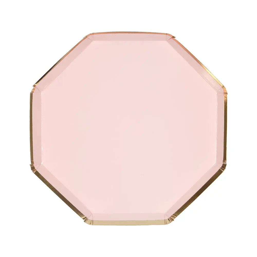 Pale Pink & Gold Simply Solids Small Plate – Elegant Paper Plates for Parties & Events Collection Rustic