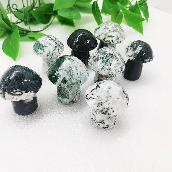 Moss Agate Mushroom Crystal 2-3” | Medium | Large | Crystal Shape | Decor | Gift