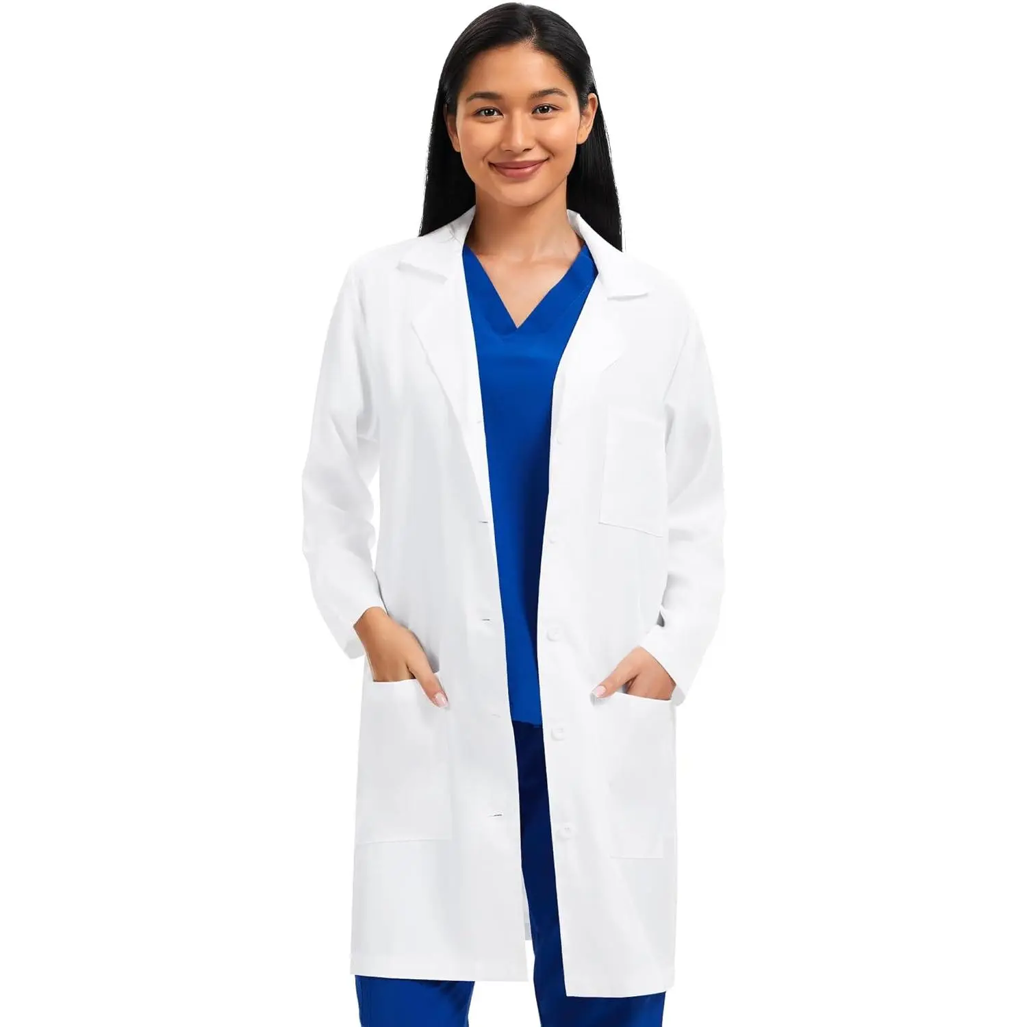 Lab Coat for Women with 3 Pockets, White Unisex Medical Coat, Relaxed Fit(Gift)