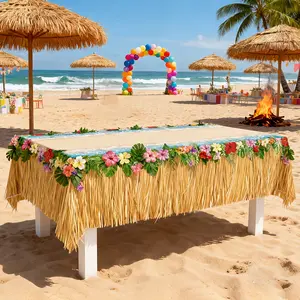 Hawaiian style party rectangular tablecloth, wave beach, hibiscus printed tablecloth, summer beach festival party decoration