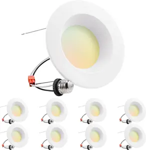 TORCHSTAR 8-Pack 5CCT 4 Inch/6 Inch LED Dimmable Recessed Lighting Retrofit Downlight - 2700K/3000K/3500K/4000K/5000K Selectable