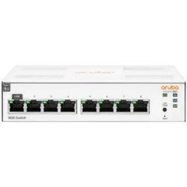 HP JL810A-ABA Aruba IOn 1830 Managed Network Switch - 8 x Gigabit Ethernet Ports, 11.90 mpps Forwarding Rate, 16 Gb/s Switching Capacity, PoE Support, Small Biz Use, Web Interface, Desktop Mount, 2.9 lbs, 5.9 W (Idle)