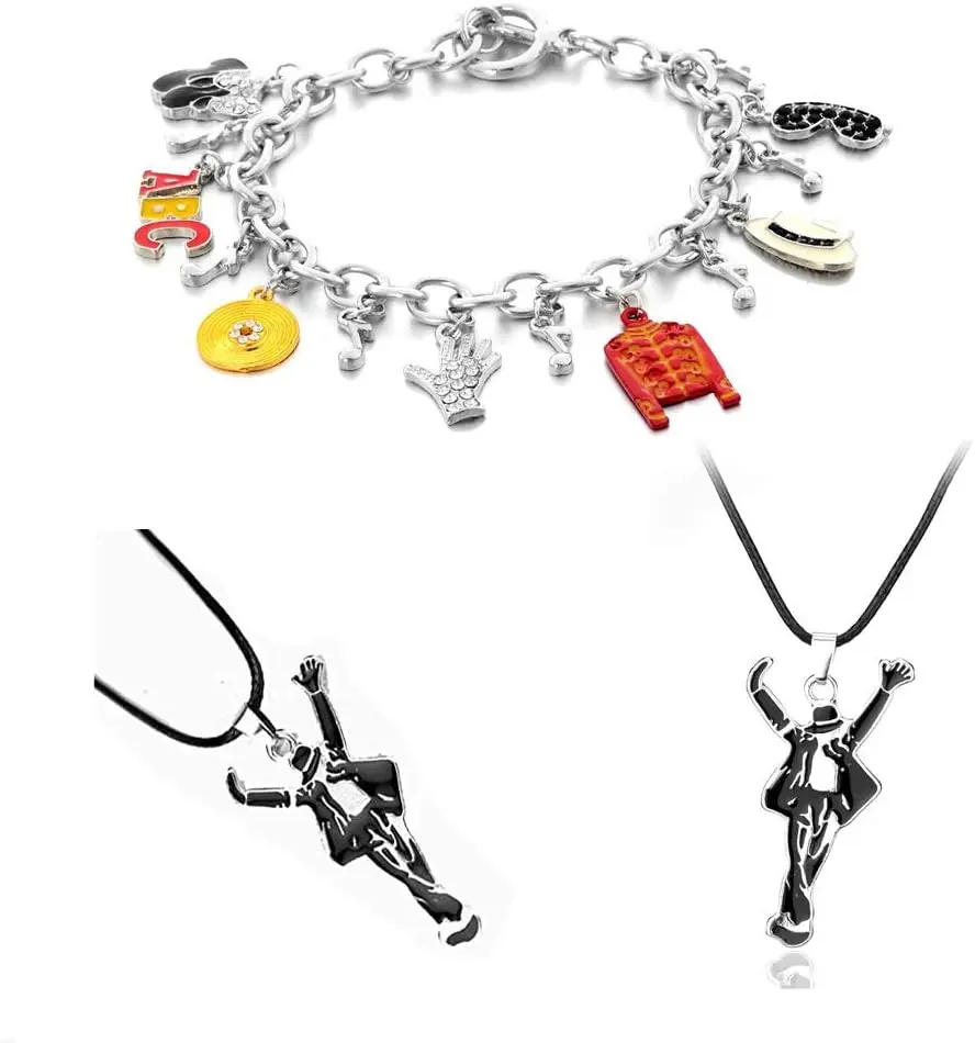 MJ Bracelet with Classic Necklace for MJ Fans Memorial Collection…Gift.