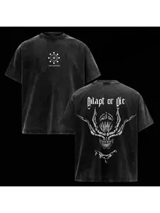 Jujutsu Kaisen Mahoraga Printed Tee Men Retro Washed T-shirts Oversized Cotton T Shirt Short Sleeve Clothing Harajuku Tshirt