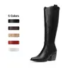 DREAM PAIRS Women's Wide Calf Cowboy Boots - Rubber Sole, Pull-On with Zipper, Chunky Heel, Pointed Toe, Embroidered Knee-High Retro Western Cowgirl Footwear for Country Concert Cowboy Aesthetic Outfits