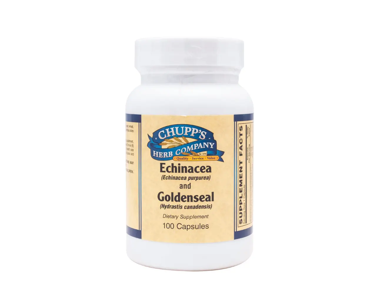 Chupp's Herb Company Echinacea Goldenseal Capsules - Powerful Immune Support Pure Natural Traditional Herbal Remedies Year Round Health Support