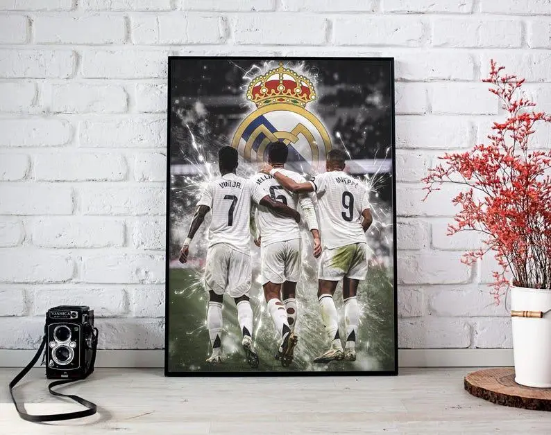 Mbappe, Vini Jr., Bellingham - Real Madrid - Football Poster - Legendary Football Player - Poster Print UNFRAMED - Soccer Poster - Football Art