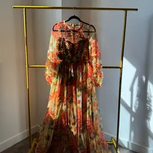 Laced Floral Dress - Casual Women's Dress with Lace Detail and Floral Patterns - Womenswear