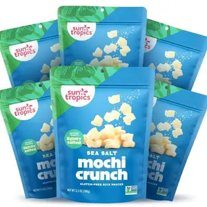 Sun Tropics Mochi Crunch, Sea Salt Flavor- 3.5 oz (6 Pack) | Crispy Crunchy Mochi Bites, Rice Nuggets | Mochi Puff Rice Crackers- Gluten Free & Dairy Free- No MSG Added | Asian Rice Snacks