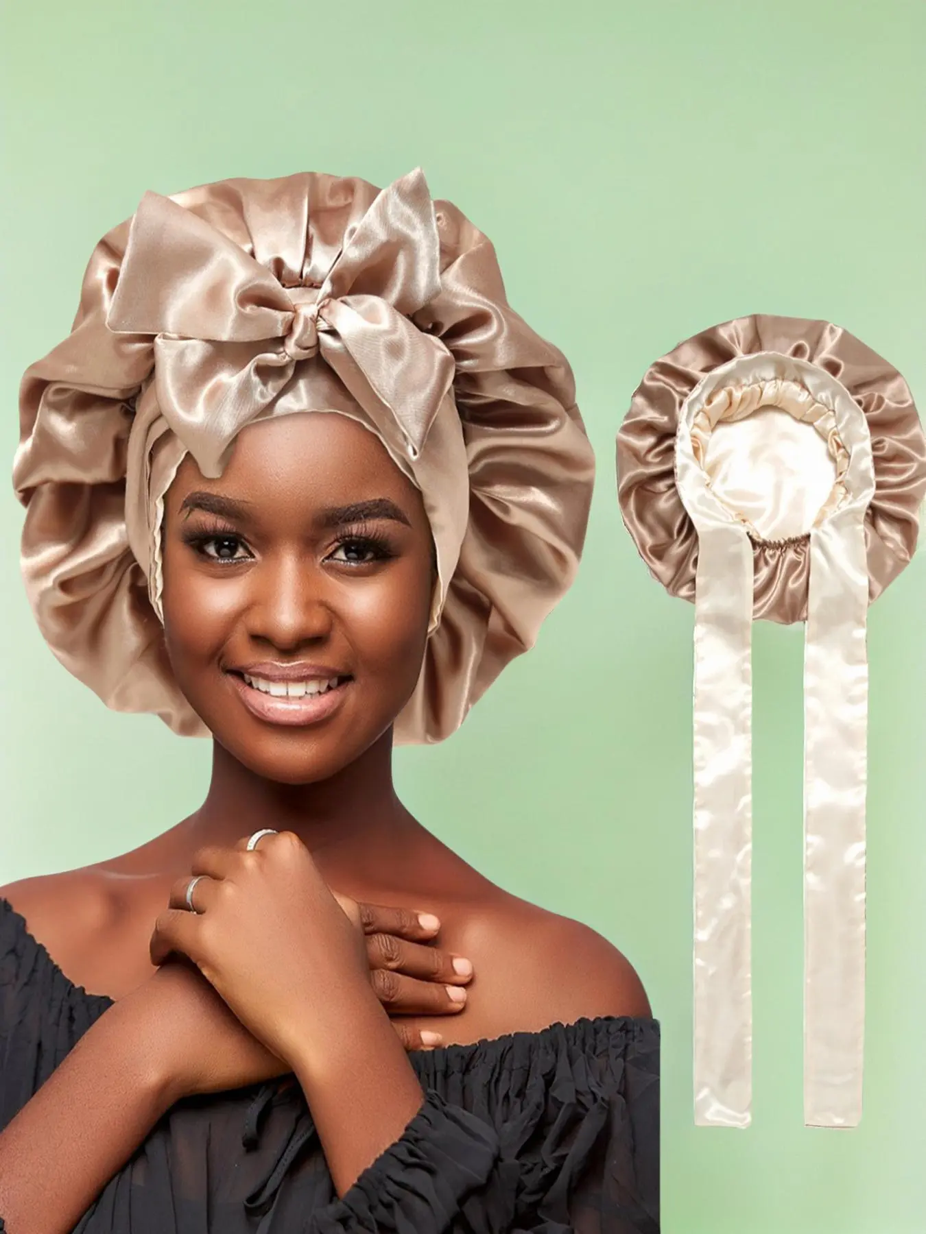 Pleated Design Lace Up Front Satin Headband Hats, Solid Wide Band Hair Bonnets for Sleeping, 2024 Summer New Sleeping Bonnet for Women for Back To School, Valentine's Day, Gift