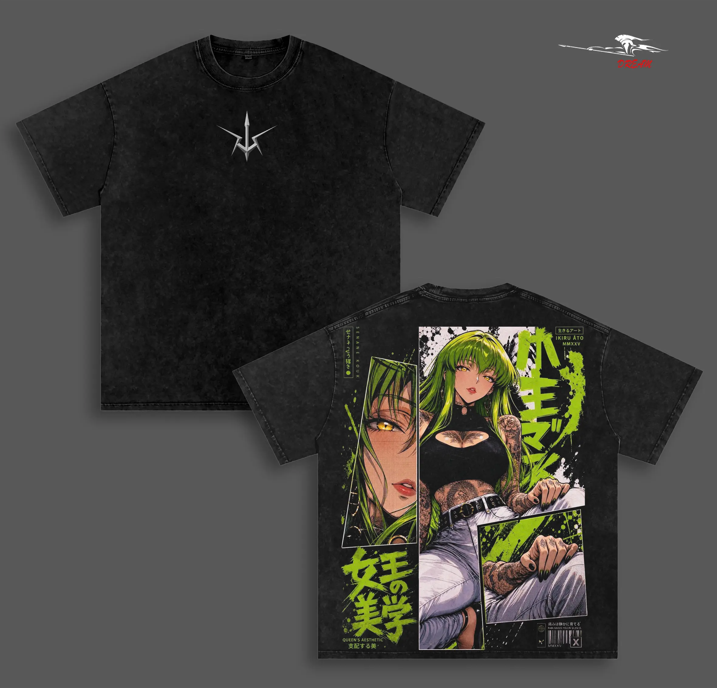 Code Geass Anime Double Printed Vintage Washed Tee Unisex Oversize Heavyweight Cotton T-shirt for Anime Fans and Lovers
