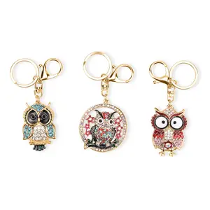 Shop LC Multi Color Glass and Crystal 3-piece Set Owl Keychain