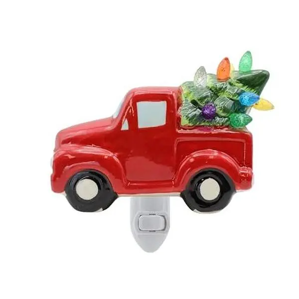 Creative Hobbies Christmas Night Light - Plug in Ceramic Vintage Night Light with LED Bulb (Truck)