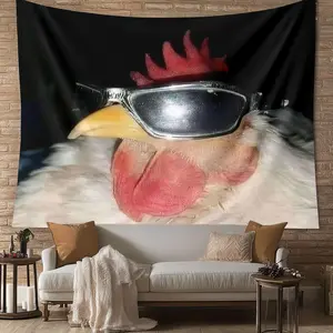 Rooster with Sunglasses Pattern Tapestry, Humorous Rooster Fashion Glasses Tapestry, Funny Tapestry, Fun Party & Home Wall Decor, Perfect for Living Room Or Quirky Room Decor