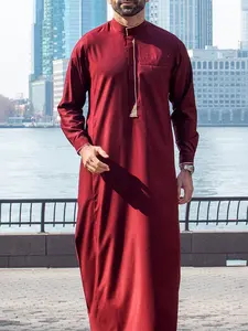 Men's Long Shirt Casual Muslim Robe Thobe, Comfortable, Stylish and Modesty, Perfect for Daily Wear, High-Quality Fabric, Ideal for All Seasons