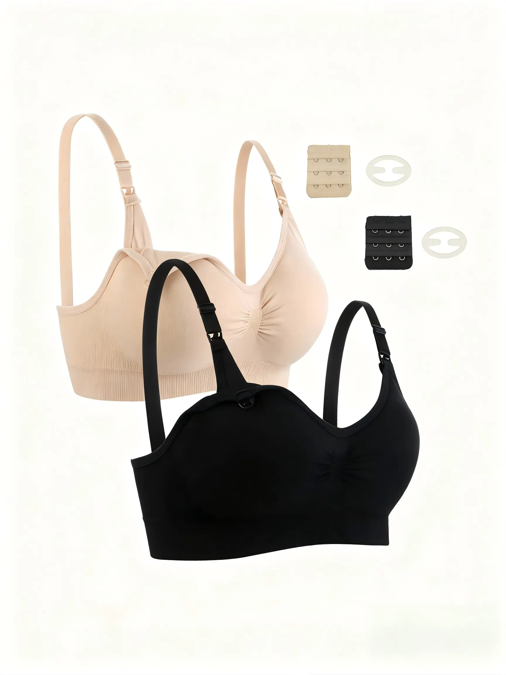 Women's 2-Pack Seamless Wirefree Maternity Nursing Bralette - Breathable, Side Support, Adjustable Straps, Removable Pads, Paisley, Clips, Everyday Breastfeeding Bras