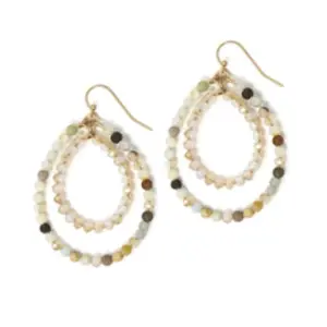 Amazonite Double Teardrop Earrings - Elegant Design with Unique Shape and Color