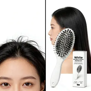 Valentine's Day Must-Have Gifts! Pure Boar Bristle & Nylon Hairbrush for Smooth, Shiny Hair – With Wide Paddle & Travel Cover!