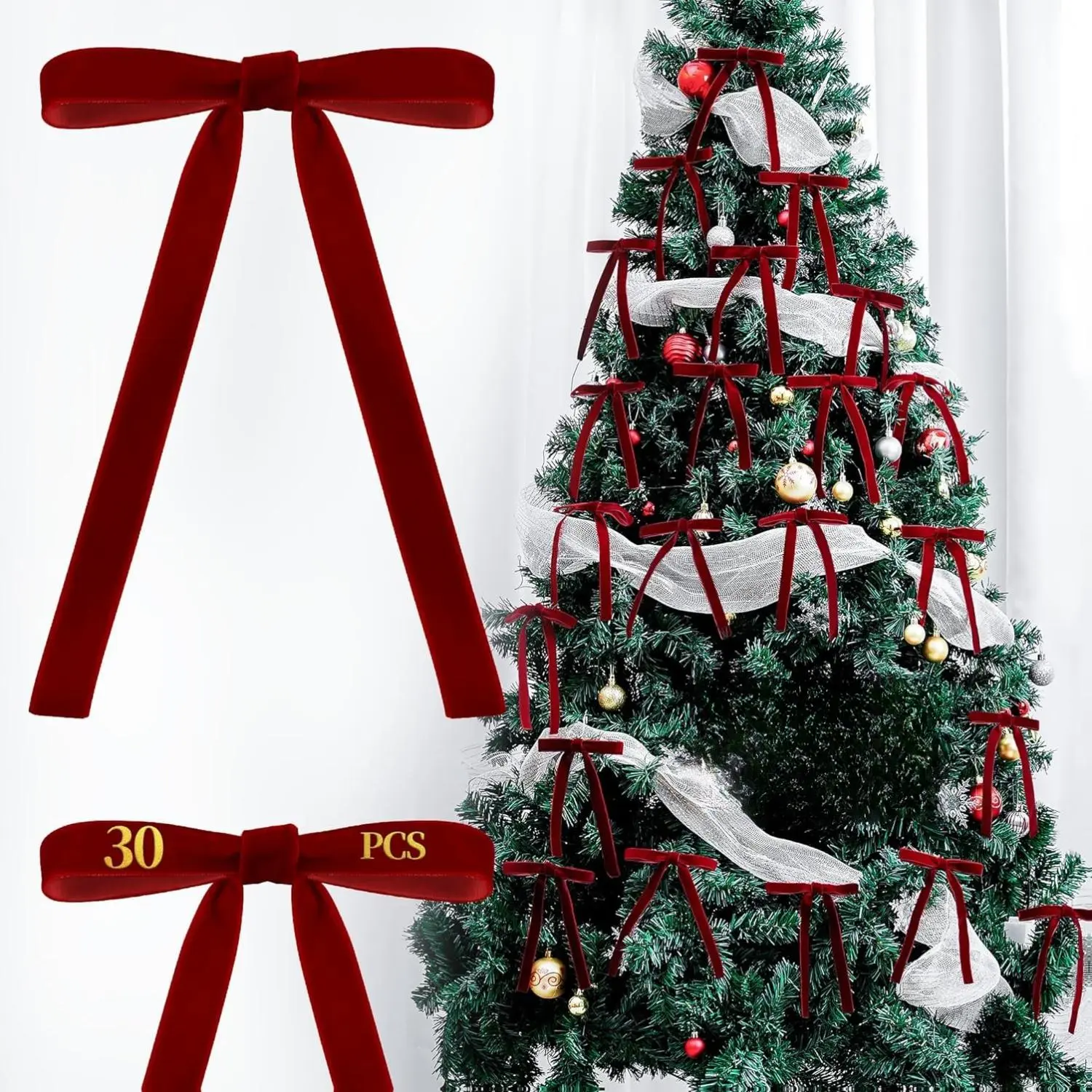 AYGXU 30pcs Velvet Bows for Christmas Decor 1.95x13.00x17.8 Simple Design 5/8 5.1 x 7 Accurate Dimensions Perfect for Precise Measurements