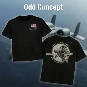 Fairchild Republic A-10 Thunderbolt II Warthog Tee, Wild Boar Attack Jet Shirt, Black Air Force Military Tee, USA Flag Pilot Aviation Gift, Warplane Streetwear