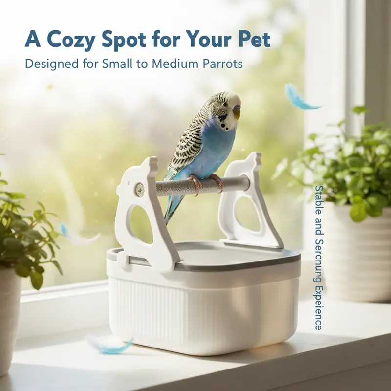 Plastic Desktop Bird Training Stand - Pet Cage Accessory, Easy-Clean Removable Tray, All-Seasons Training Aid Designed for Small to Medium Parrots, Parakeets