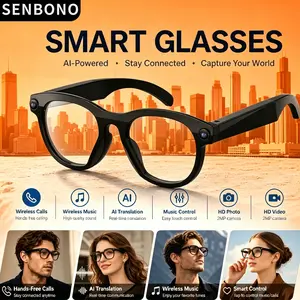 Intelligent translation glasses, Multifunctional smart glasses, high-definition photo and video recording, 2MP camera, audio glasses, wireless calling to listen to music, travel and daily use, blue lens included