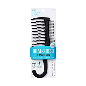Kiss Colors & Care Dual Sided Detangling Comb | Wide-Tooth Comb, Metal Bristles, Easy Storage