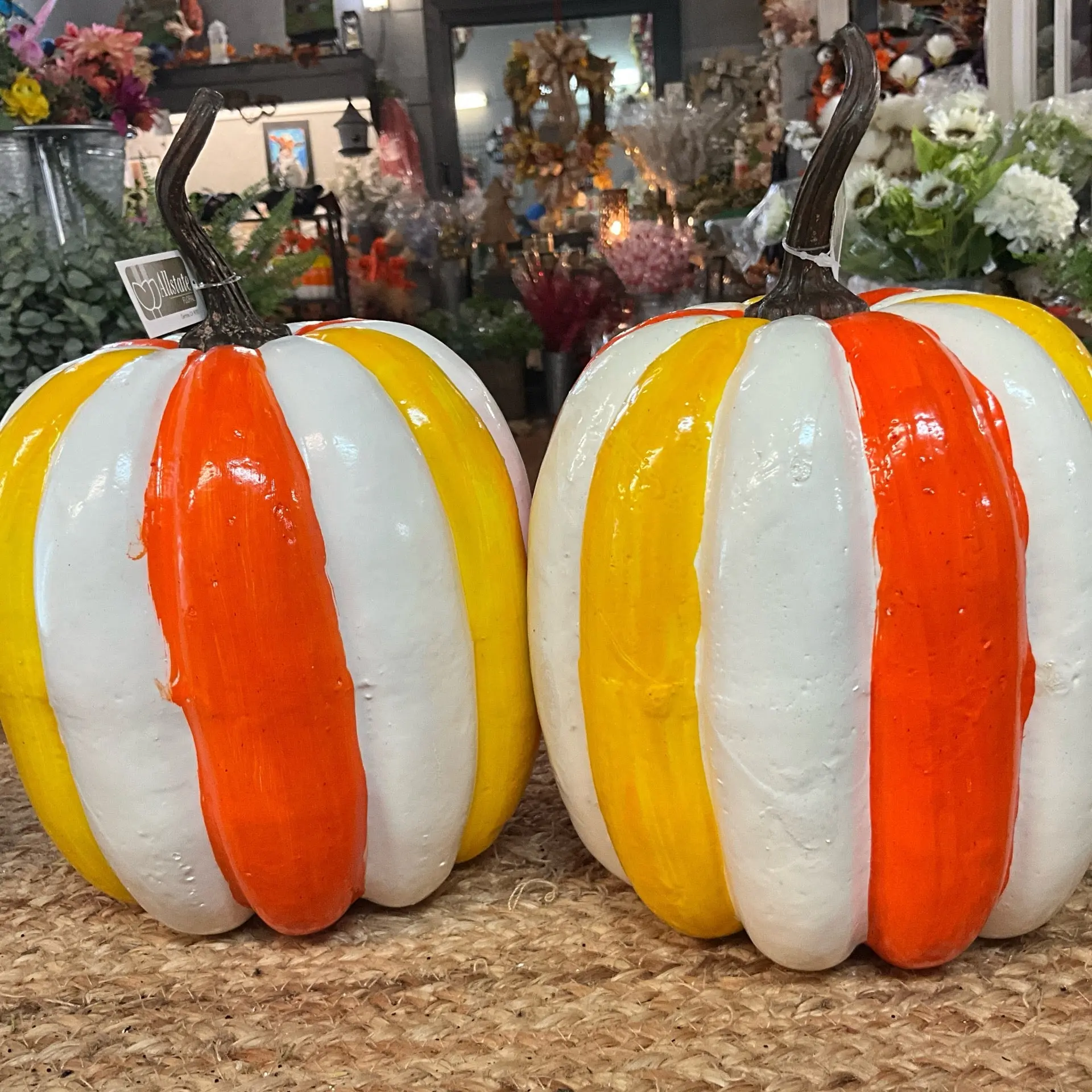 Candy Corn Striped Pumpkin, 10.7” x 2”