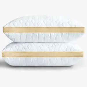 2/4 pcs luxury Pillows, Double Quilted Design, Side Stand-up Breathable Mesh, Medium Firm Bed Pillows for Sleeping, King Pillows Set of 2 Support & Comfortable