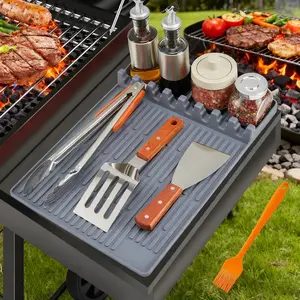 2 Counts Silicone Griddle Mat for Blackstone – Waterproof, Durable & Foldable Spatula Rest Pad | Heat-Resistant to 446°F, Non-Slip 16x11.5 Inch Orange Kitchen Counter Accessory Utensils Skillet
