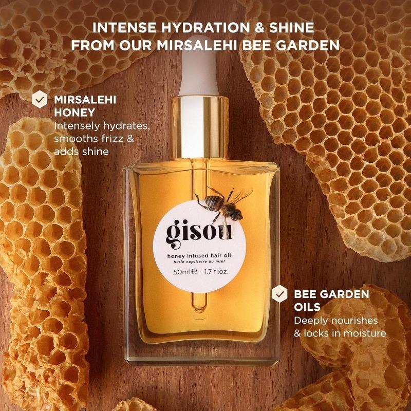 2026 Gisou Honey Infused Hair Oil - Hydrating & Frizz Control Treatment with Mirsalehi Honey, Adds Shine & Heat Protectant for All Hair Types, 1.7 Fl Oz