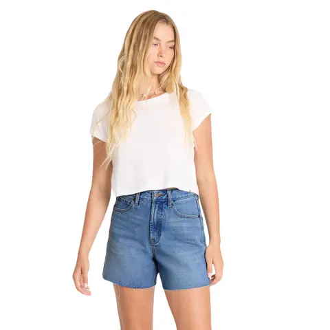 BILLABONG | Women's Riley Cut-Off Denim Shorts, High Waisted Jean Shorts, Classic 90s Vintage Mom Shorts
