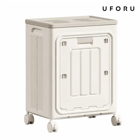 UFORU Classic Rectangular Foldable Eco-Friendly Laundry Basket with Wheels - Ventilated, Odor-Resistant Rolling Storage Organization Cart with Lid, Sorting Bin (Size Details in SKU Images; Assembly Guide in Main Image & Description)