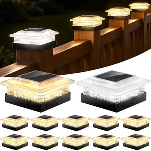 WELOLA 4x4 Solar Post Cap Lights 12 Pack, 4 Modes Outdoor Post Lights Solar Powered Dusk to Dawn Outdoor Post Light Solar Light for 4x4 3.5x3.5 Fence Post Mailbox Post