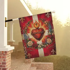 Sacred Heart Garden Flag, Faith Inspired Outdoor Banner, Prayer Garden Decor, Double Sided Yard Flag