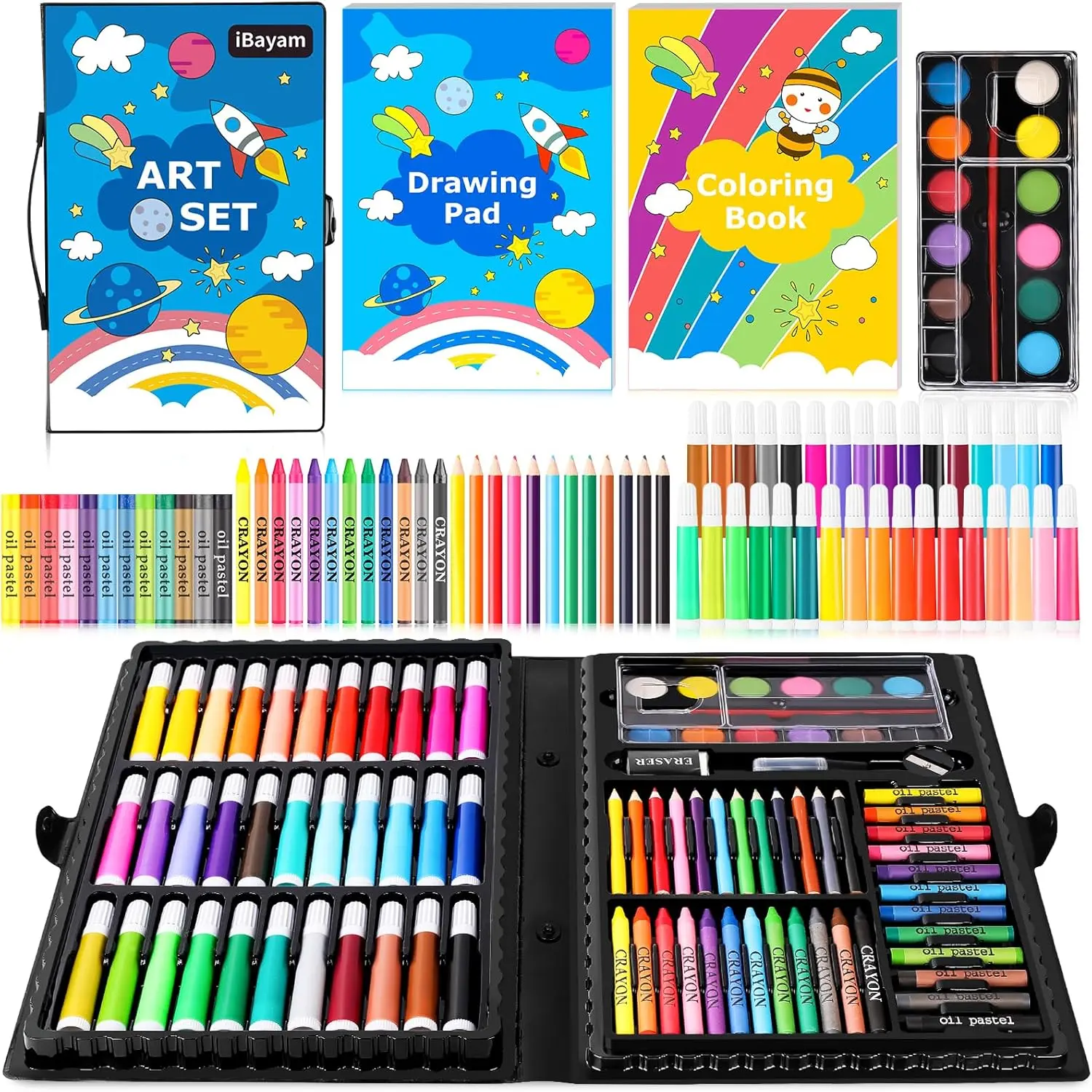 Art Supplies, 149-Pack Drawing Kit Painting Art Set Art Kits Gifts Box, Arts and Crafts for Kids Girls Boys, with Coloring Book, Crayons, Pastels, Pencils, Watercolor Pens & Cakes