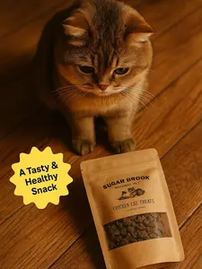 SUGAR BROOK NATURAL PET All Natural Chicken Cat Treats 8oz - Made with Natural Ingredients for Cats, Tasty & Healthy Snack, Convenient 8oz Size