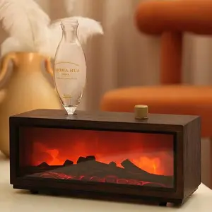 New product desktop simulation 3D flame fireplace home use timer silent bedroom air essential oil diffuser aroma machine atmosphere light