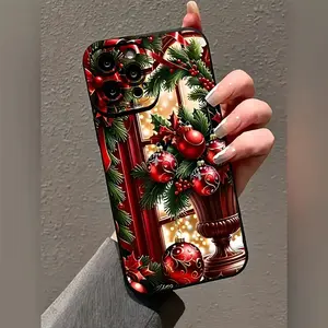 New Christmas Theme Family Decoration Pattern Creative Hot-Selling Phone Case - Suitable for iPhone 16e/7/8/XR/XS/X/11/12/13/14/15/16Pro Max/Plus, Shockproof Full Protection Phone Case/Printed Phone Case/UV Phone Case/New Phone Case, Gift for Boyfriend, G